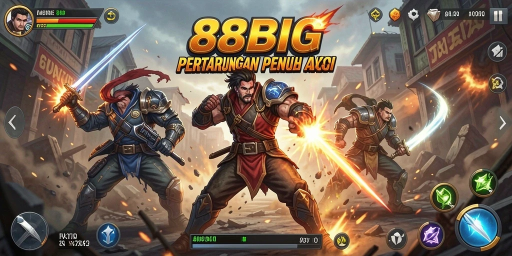 Tampilan skill bertarung hebat di 88BIG dengan karakter yang dinamis.