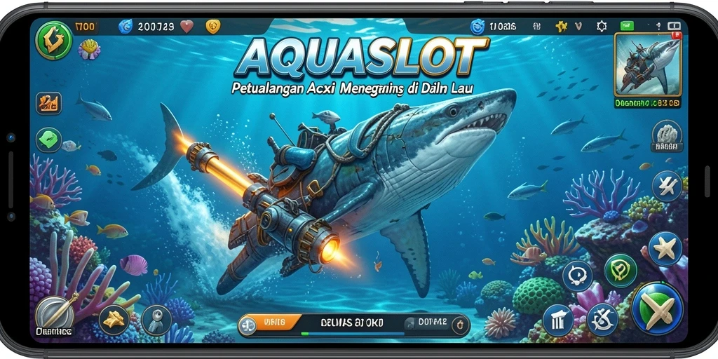Tampilan gameplay AQUASLOT yang menegangkan di bawah laut.