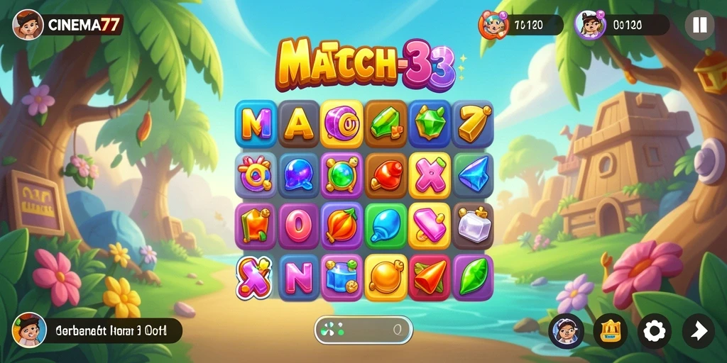 Tampilan gameplay menarik dari CINEMA77 dengan tantangan Match-3.