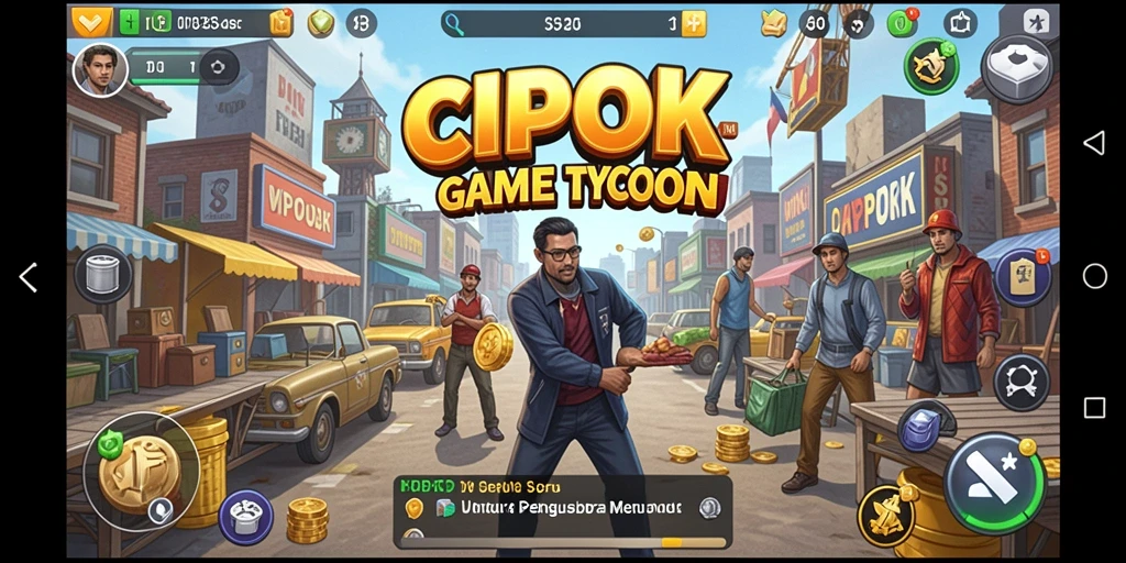 Tampilan gameplay CIPOK menampilkan pengelolaan bisnis yang strategis.
