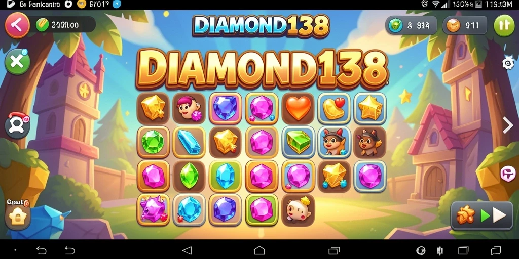 Gameplay seru DIAMOND138 dengan permata berkilauan.