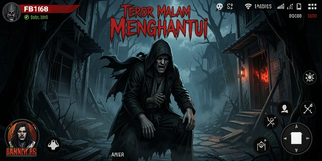 Tangkapan layar FB168 menampilkan suasana mencekam dengan elemen horror kental.