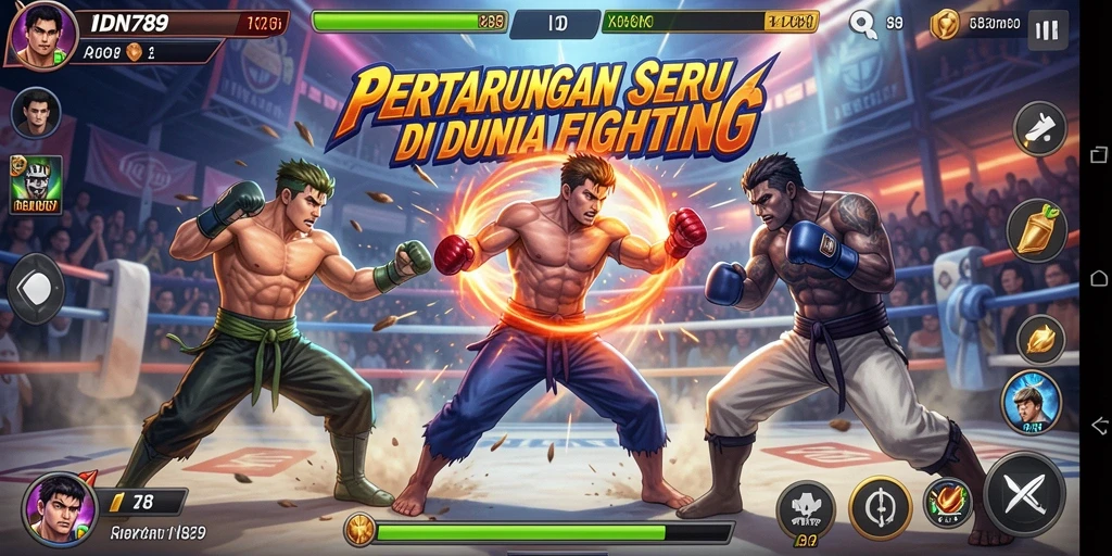 Tampilan gameplay pertarungan yang seru dan menegangkan di IDN789.