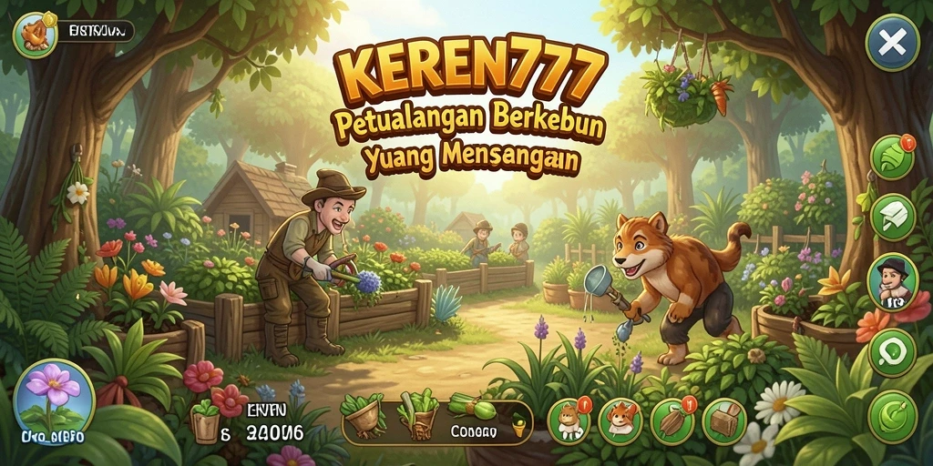 Screenshot KEREN777 menunjukkan petualangan berkebun yang ceria dan menarik.