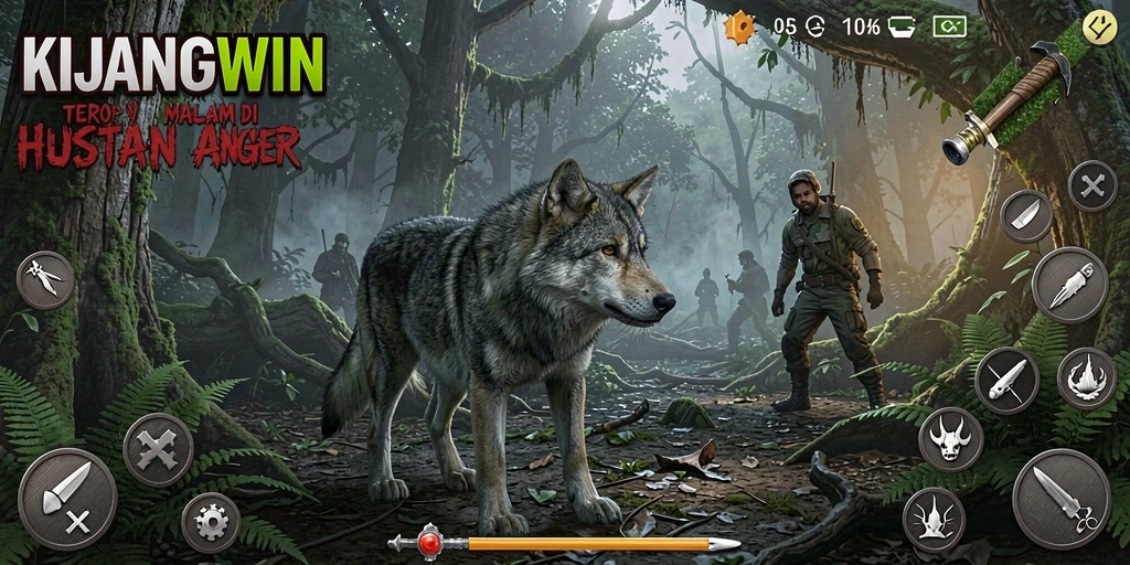 Screenshot gameplay KIJANGWIN menampilkan suasana Horror yang mencekam.