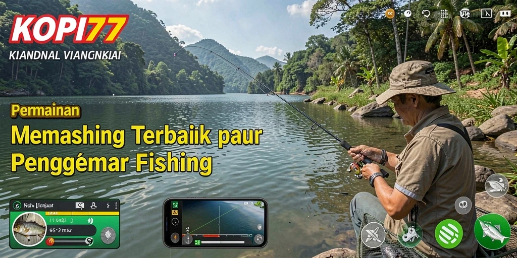 Tampilan gameplay KOPI77 dengan aksi memancing yang seru dan grafik yang indah.