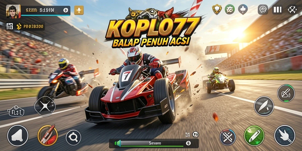 Tampilan gameplay menegangkan dari KOPLO77 dengan balapan yang seru.