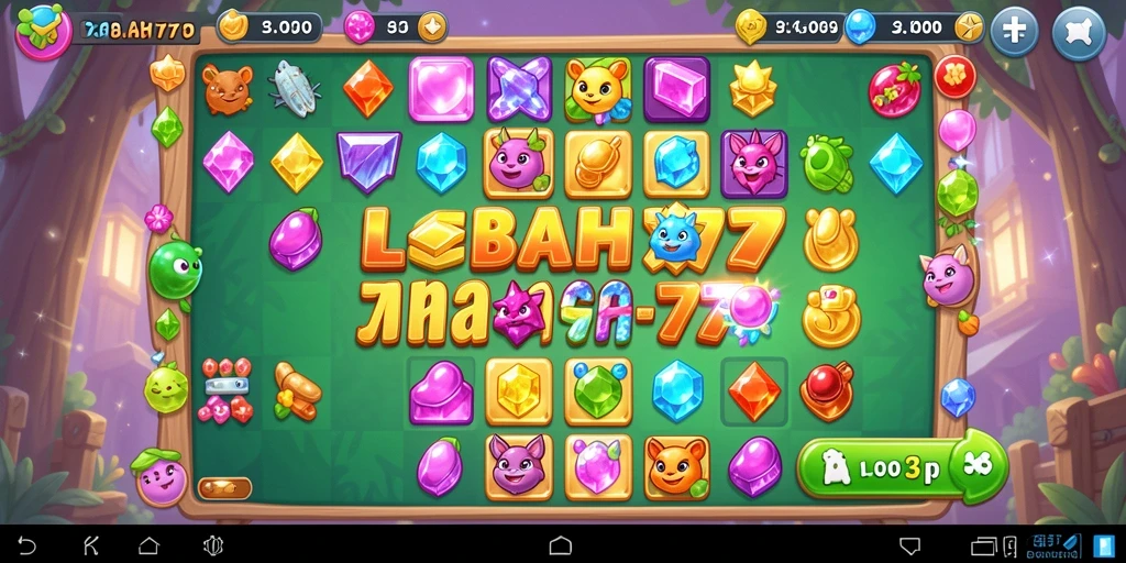 Screenshot utama LEBAH777 menampilkan gameplay Match-3 yang seru.