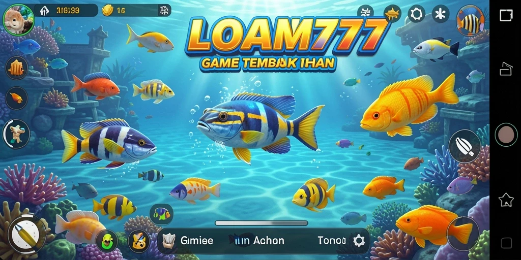 Tampilan gameplay LOGAM777 dengan aksi menembak ikan yang seru.