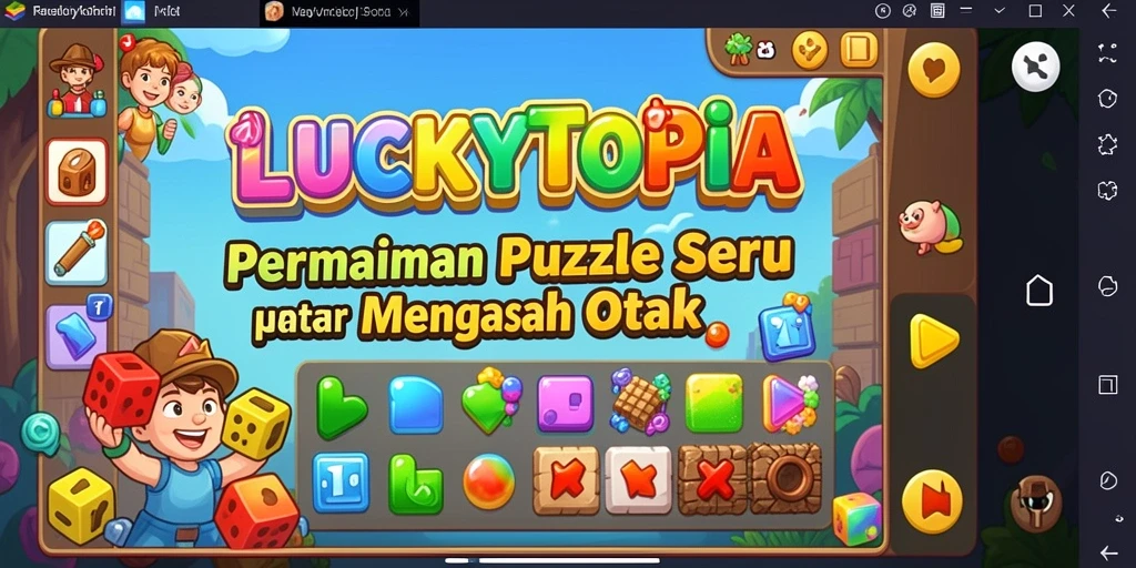 Tampilan gameplay menarik LUCKYTOPIA saat menyelesaikan puzzle.
