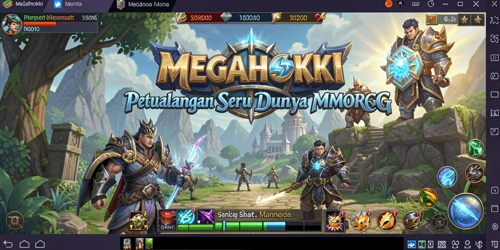 Screenshot utama gameplay MEGAHOKI yang menampilkan pertempuran epik.