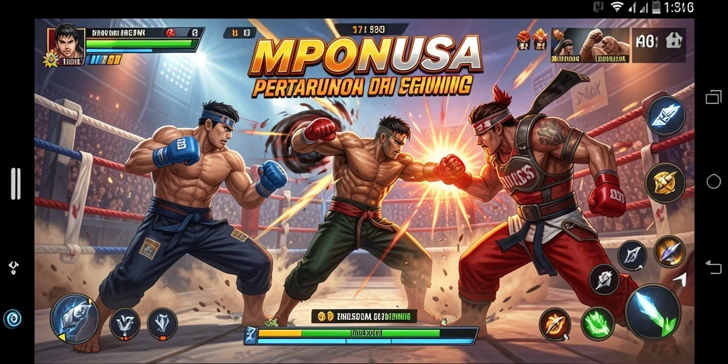 Gameplay pertarungan yang mendebarkan di MPONUSA.