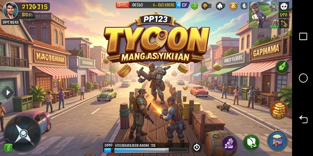 Screenshot gameplay menunjukkan pengelolaan bisnis yang dinamis dalam PP123.