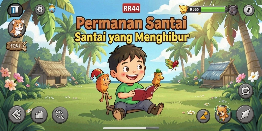 Tangkapan layar menampilkan gameplay menarik dari RR44 yang penuh warna.