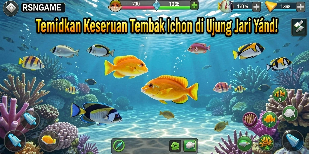 Screenshot gameplay RSNGAME menampilkan aksi seru menangkap ikan.