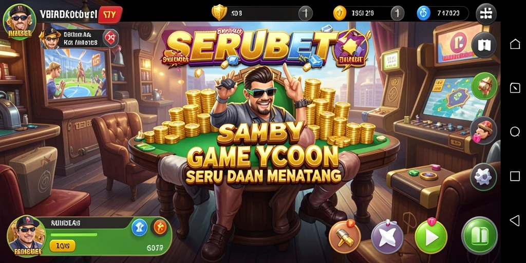 Tangkapan layar gameplay SERUBET yang menampilkan momen seru saat mengelola bisnis.