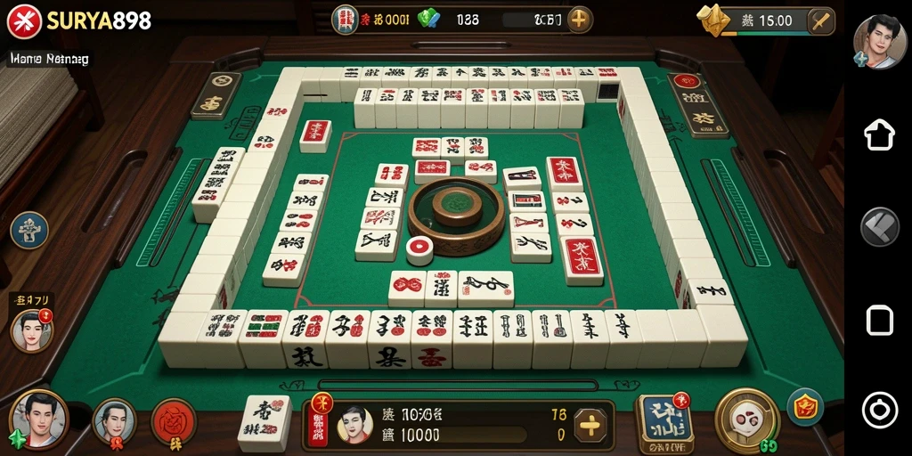 Tampilan menarik dari gameplay <strong>SURYA898</strong> saat menyusun ubin Mahjong.