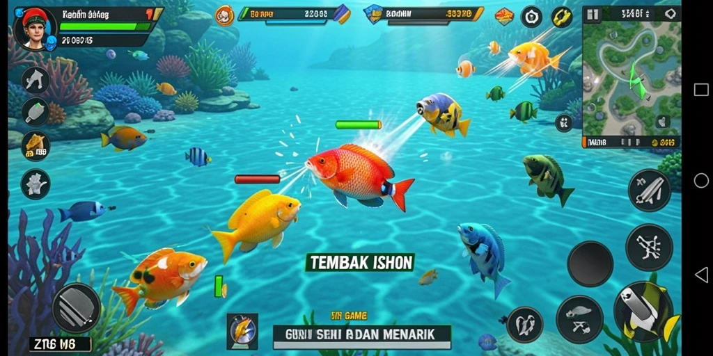Screenshot gameplay Z18 menampilkan aksi menembak ikan yang mendebarkan.
